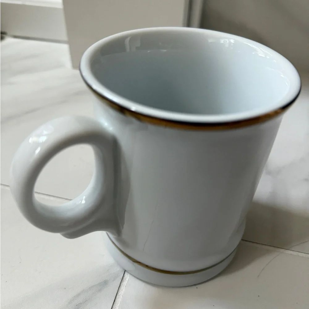 Williams Sonoma Monogram Initial Shaving Style Retro Small Mug Cup Letter H Gold